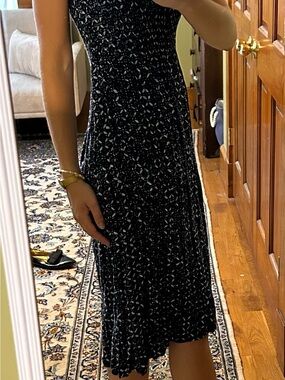 croft & barrow Black Floral-Print Midi Dress